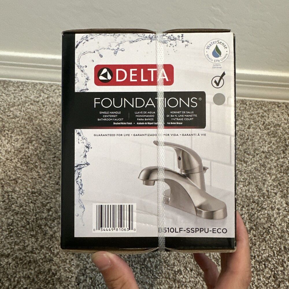 Delta Single Handle Centerset Bathroom Faucet (B510LF-SSPPU-ECO) Brushed Nickel - Picture 2 of 5